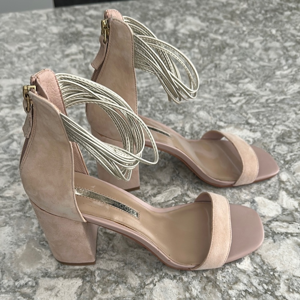 Audrey Brooke Blush Heeled Sandals with Block Heel